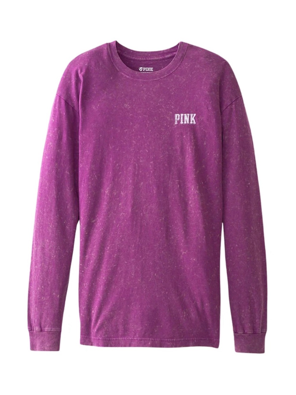 Victoria's Secret Pink Campus Tee Long Sleeve Color Virtual Violet Seal Logo GUC